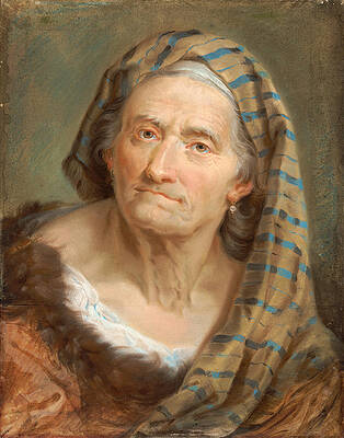 An Elderly Woman in a Striped Shawl Print by Giuseppe Nogari