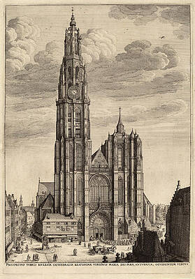 Antwerp Cathedral Print by Wenceslaus Hollar