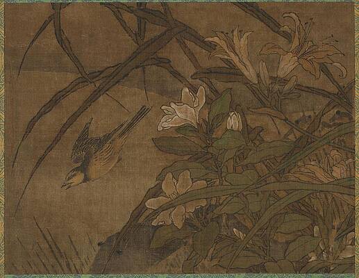 Wall Art - Painting - Birds and Flowers by attributed to Sesshu Toyo Xue Zhou Deng Yang