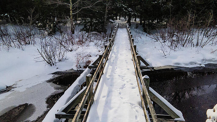 Wall Art - Photograph - Bridge at Lake of the Clouds in winter. Porcupine Mountains in Michigan. #2 by Eldon McGraw