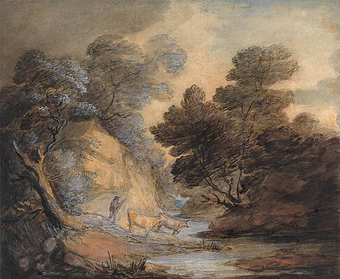 Cattle Watering by a Stream Print by Thomas Gainsborough