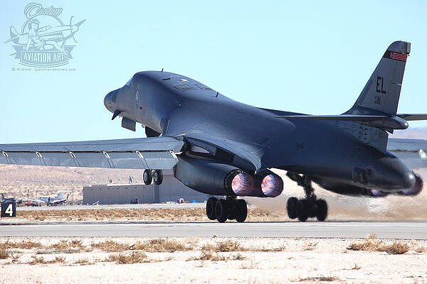 Wall Art - Photograph - Ellsworth based B-1B Lancer 86-0111 launching from 03R Nellis AFB #2 by Custom Aviation Art