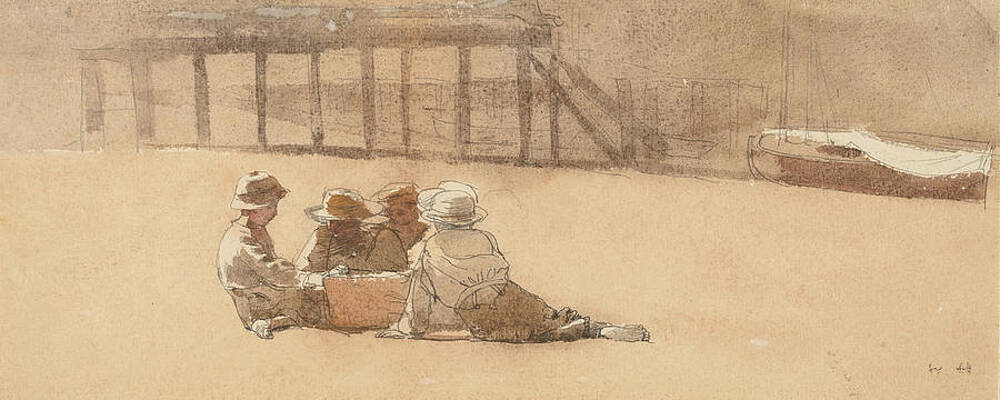 Four Boys on a Beach Print by Winslow Homer