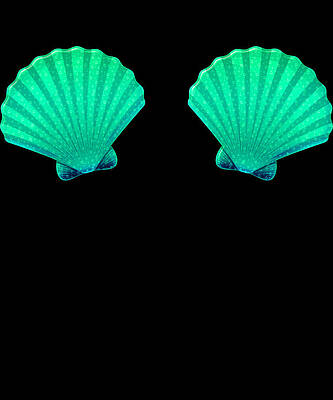 Funny Mermaid Shell Bra Top design Festival Seashell Party #2 Digital Art  by Art Frikiland - Fine Art America
