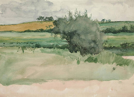 Wall Art - Painting - Landscape, Fields #2 by Edwin Austin Abbey