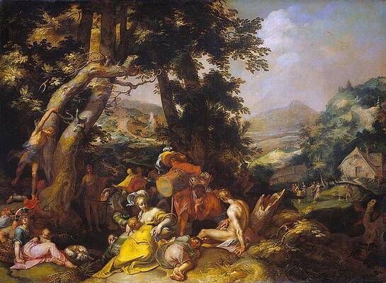 Landscape with the Ministry of John the Baptist Print by Abraham Bloemaert