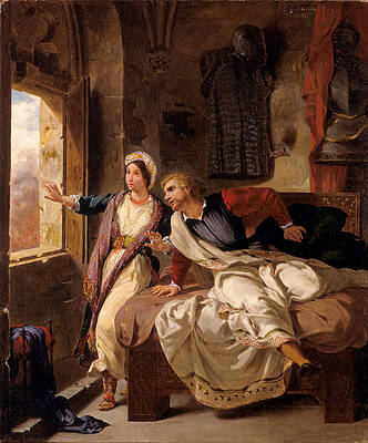 Rebecca and the Wounded Ivanhoe Print by Eugene Delacroix