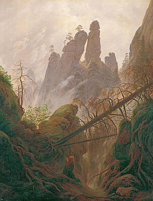 Rocky Ravine In The Elbe Sandstone Mountains Print by Caspar David Friedrich