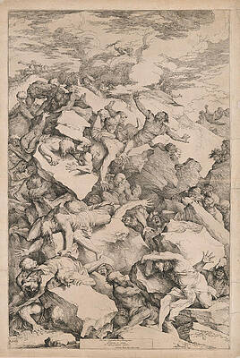 The Fall of the Giants Print by Salvator Rosa
