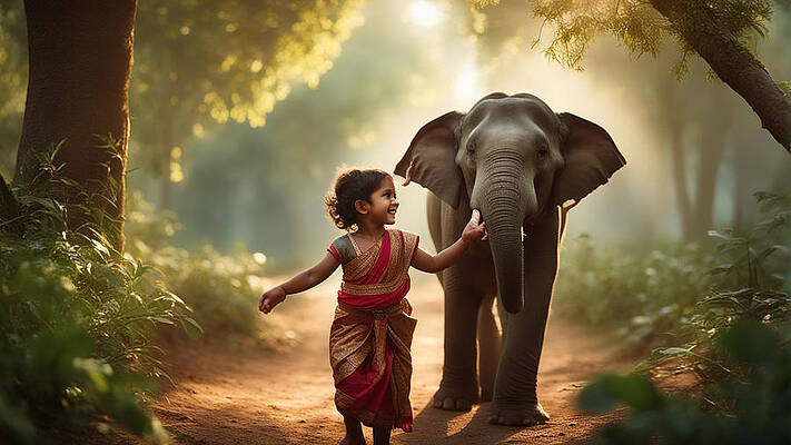 The Girl and the Elephant by Sree Kmr
