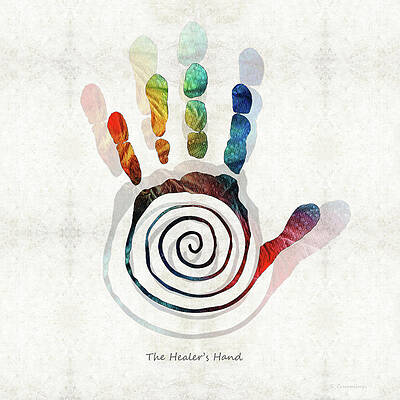 Wall Art - Painting - The Healer's Hand Symbol - Native American Art - Sharon Cummings by Sharon Cummings