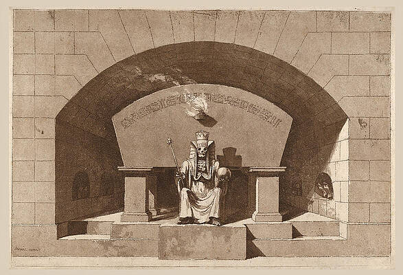 Tomb With Death Enthroned As A Sphinx Print by Louis Jean Desprez