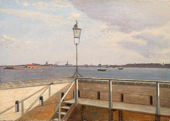 View from the Trekroner Battery with Copenhagen in the distance Print by Christoffer Wilhelm Eckersberg