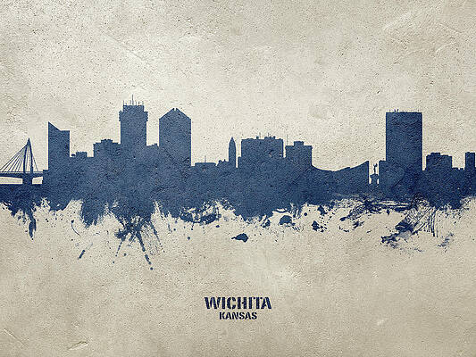Wall Art - Digital Art - Wichita Kansas Skyline #22 by Michael Tompsett