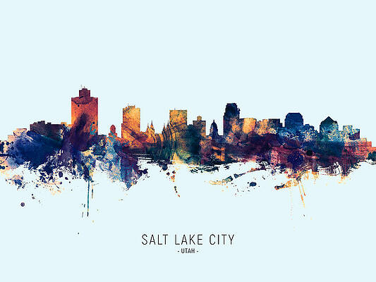 Wall Art - Digital Art - Salt Lake City Utah Skyline #24 by Michael Tompsett
