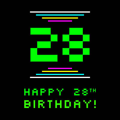 [ Thumbnail: 28th Birthday - Nerdy Geeky Pixelated 8-Bit Computing Graphics Inspired Look ]