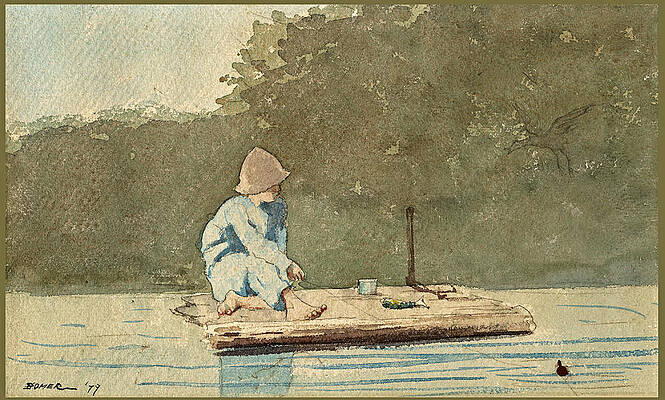 Boy on a Raft Print by Winslow Homer