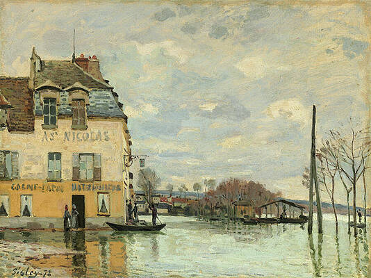 Wall Art - Painting - Flood at Port-Marly 1872 #3 by Alfred Sisley