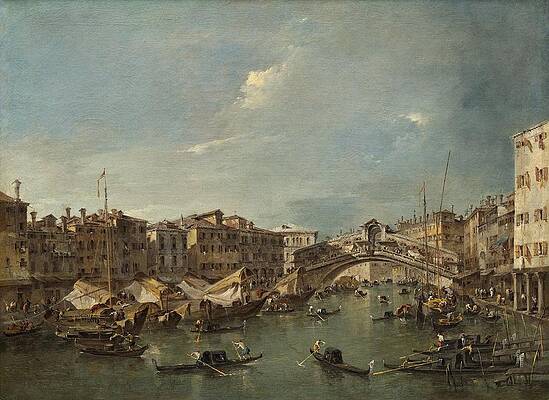Grand Canal With The Rialto Bridge, Venice Print by Francesco Guardi