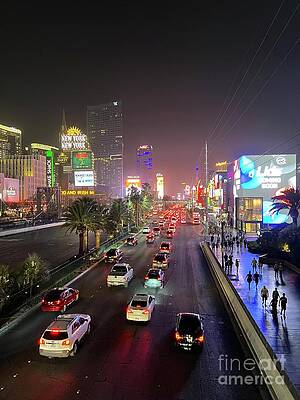 Wall Art - Photograph - Las Vegas Nevada Night Lights Street Cars Scene Las Vegas Blvd View 2022 #3 by John Shiron