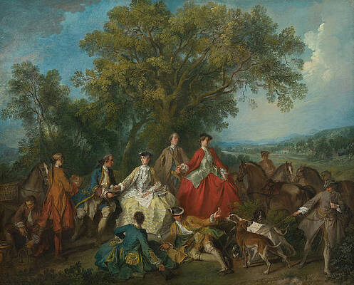 Picnic after the Hunt Print by Nicolas Lancret