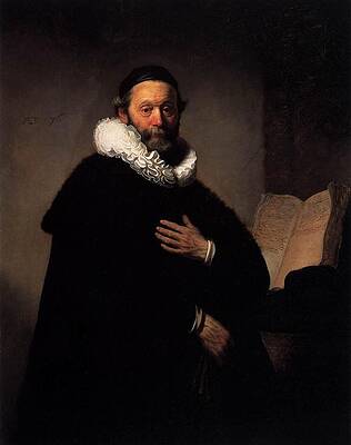 Portrait of Johannes Wtenbogaert Print by Rembrandt
