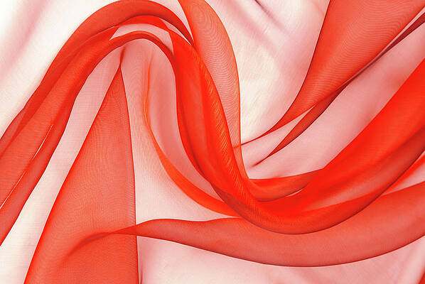Wall Art - Photograph - Red  Organza Fabric Wavy Texture #3 by Severija Kirilovaite