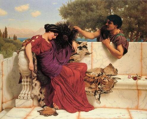 Wall Art - Painting - The Old  Old Story #3 by John William Godward