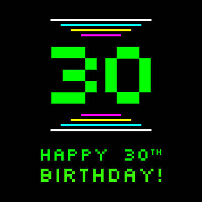 [ Thumbnail: 30th Birthday - Nerdy Geeky Pixelated 8-Bit Computing Graphics Inspired Look Women's T-Shirt ]