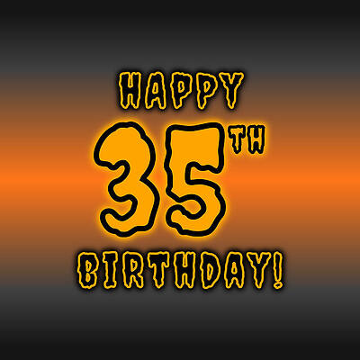 [ Thumbnail: 35th Halloween Birthday - Spooky, Eerie, Black And Orange Text - Birthday On October 31 Wood Print ]