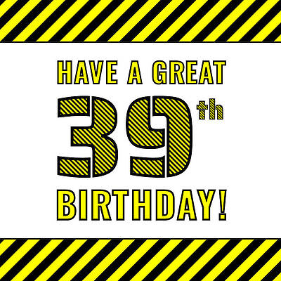 [ Thumbnail: 39th Birthday - Attention-Grabbing Yellow and Black Striped Stencil-Style Birthday Number Toddler T-Shirt ]