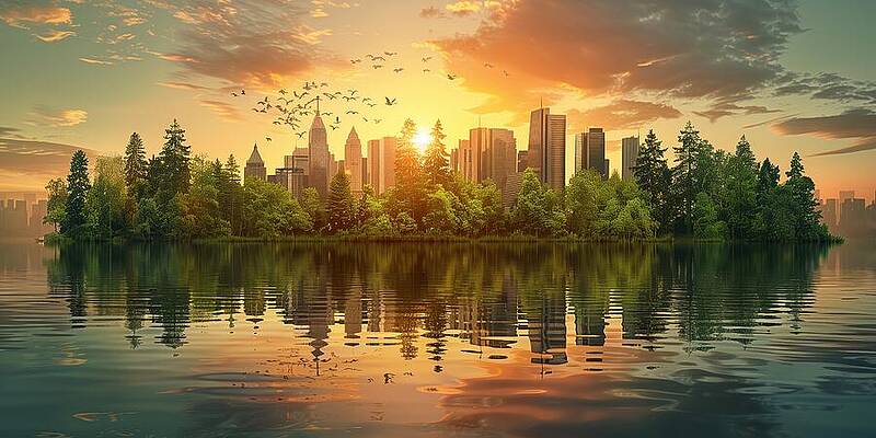 Wall Art - Digital Art - 3D illustration of a green city by Svilenka Dankova