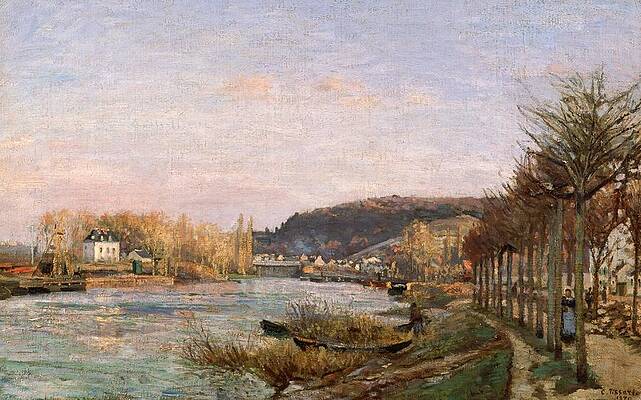 The Seine At Bougival Print by Camille Pissarro