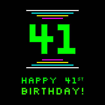 [ Thumbnail: 41st Birthday - Nerdy Geeky Pixelated 8-Bit Computing Graphics Inspired Look Acrylic Print ]