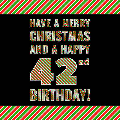 [ Thumbnail: 42nd Birthday on Christmas Day - Red, White, Green Stripes - Born on December 25th Toddler T-Shirt ]
