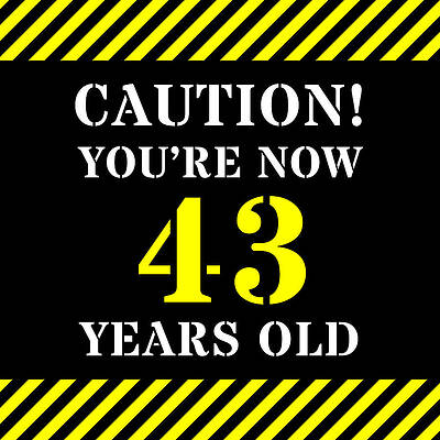 [ Thumbnail: 43rd Birthday - Warning Stripes and Stencil Style Text Tapestry ]