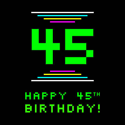 [ Thumbnail: 45th Birthday - Nerdy Geeky Pixelated 8-Bit Computing Graphics Inspired Look Toddler T-Shirt ]