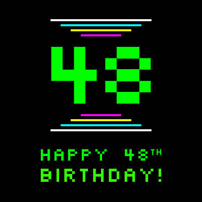 [ Thumbnail: 48th Birthday - Nerdy Geeky Pixelated 8-Bit Computing Graphics Inspired Look Sticker ]