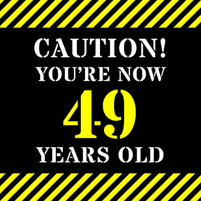 [ Thumbnail: 49th Birthday - Warning Stripes and Stencil Style Text Fleece Blanket ]