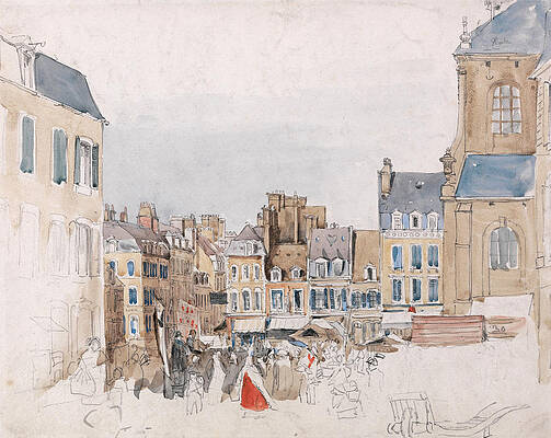 A French Market Place Print by David Cox