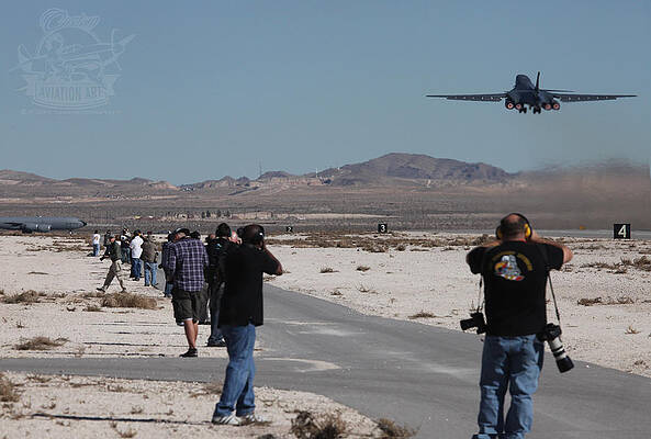 Wall Art - Photograph - Ellsworth based B-1B Lancer 86-0111 launching from 03R Nellis AFB #5 by Custom Aviation Art
