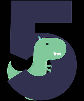 Wall Art - Digital Art - 5 Fifth Birthday T-Rex Dinosaur by Flippin Sweet Gear