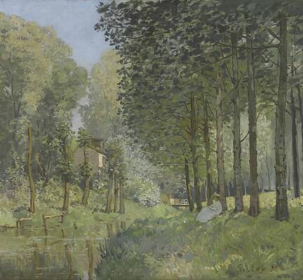 Rest along the Stream, Edge of the Wood Print by Alfred Sisley