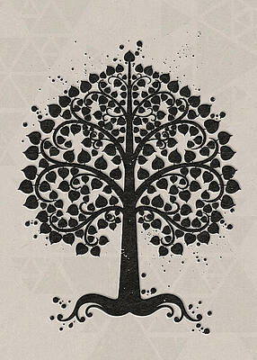 Black and white color bodhi tree Royalty Free Vector Image
