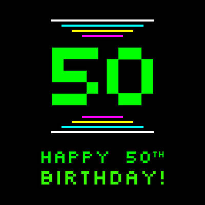 [ Thumbnail: 50th Birthday - Nerdy Geeky Pixelated 8-Bit Computing Graphics Inspired Look Women's T-Shirt ]