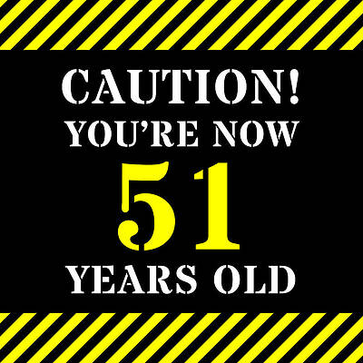 [ Thumbnail: 51st Birthday - Warning Stripes and Stencil Style Text Duvet Cover ]