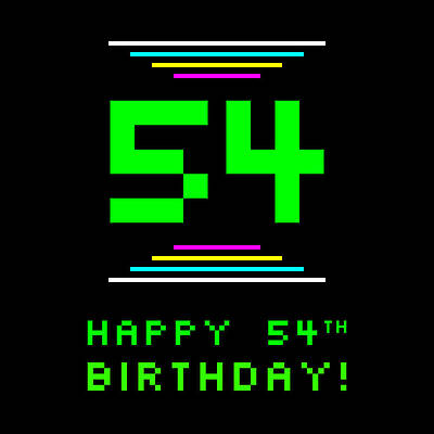[ Thumbnail: 54th Birthday - Nerdy Geeky Pixelated 8-Bit Computing Graphics Inspired Look Coffee Mug ]