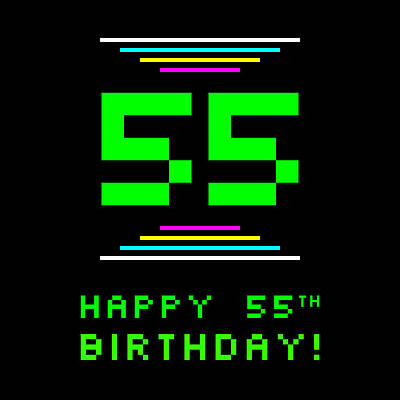 [ Thumbnail: 55th Birthday - Nerdy Geeky Pixelated 8-Bit Computing Graphics Inspired Look Greeting Card ]