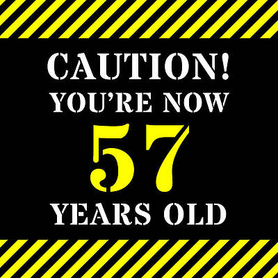 [ Thumbnail: 57th Birthday - Warning Stripes and Stencil Style Text Tapestry ]