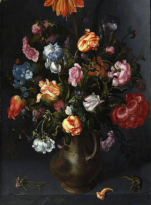 A Vase with Flowers Print by Jacob Vosmaer